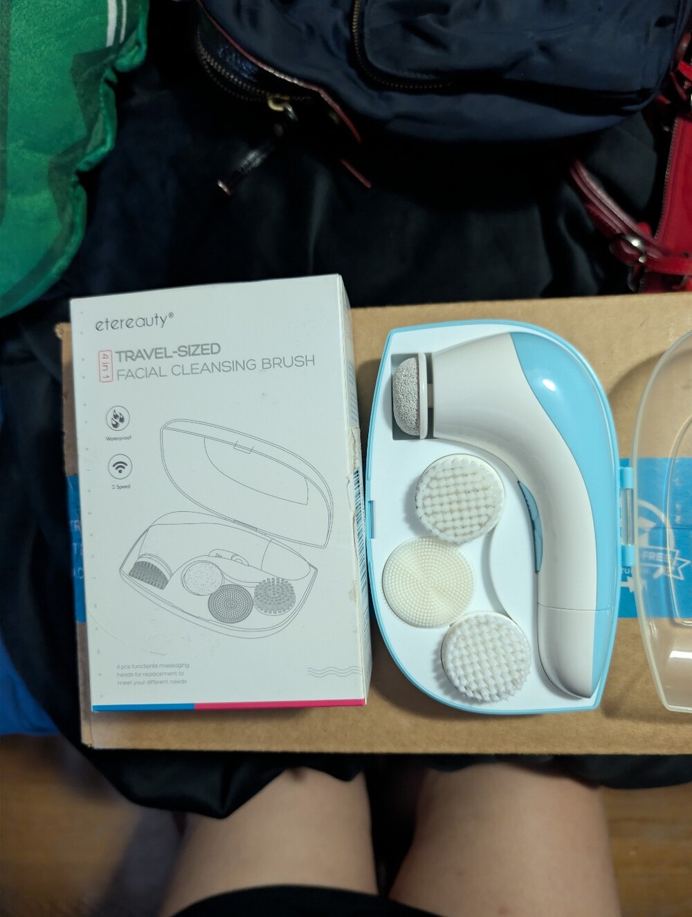 Travel-Sized Facial Cleansing Brush in Light Blue